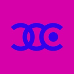 The CCC monogram: three interlocking Cs in blue on magenta