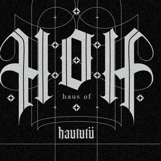Haus of Haututuu logo: silver blackletter HOH with four-point stars on black. Links to @haus_of_haututu on Instagram